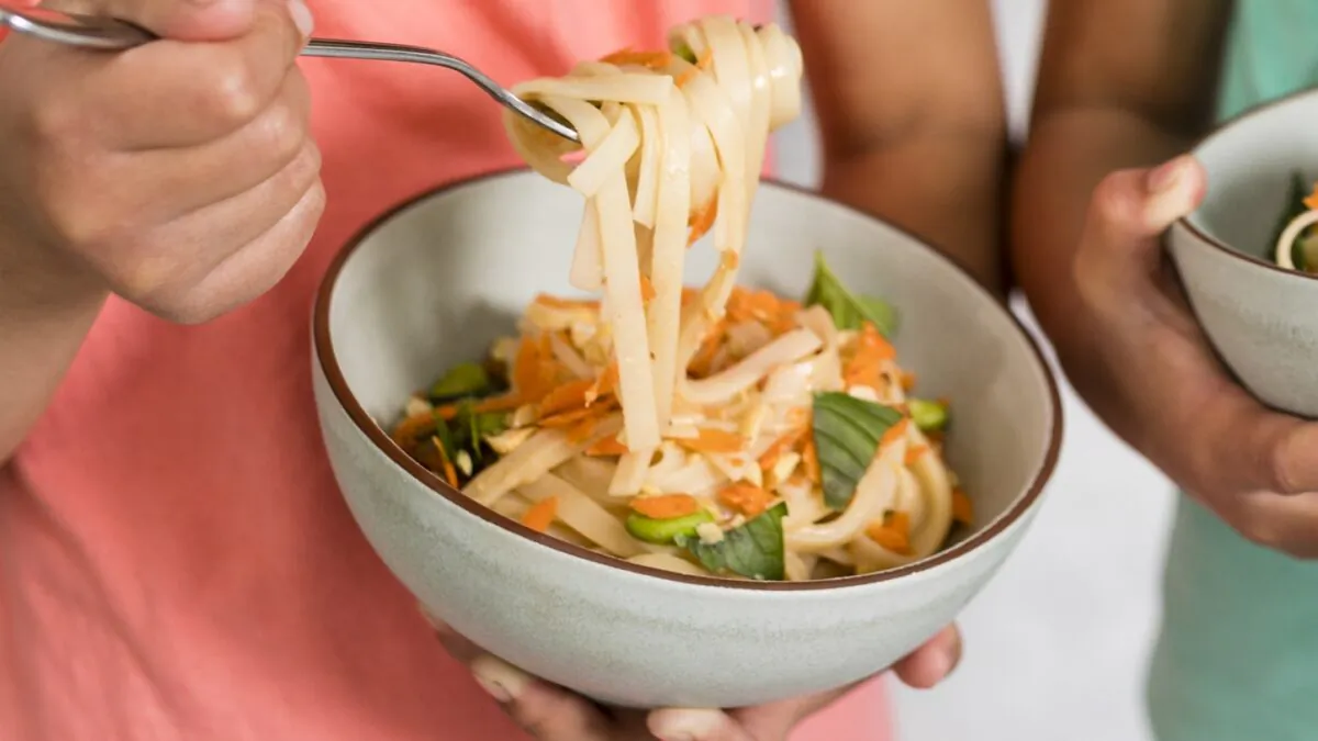 This easy-to-make main dish features a creamy sauce, delightfully chewy noodles, and crunchy vegetables. (Photo courtesy of Ashley Moore)