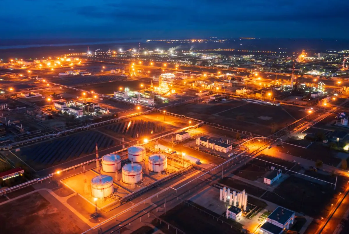 A general view shows the oil refinery of the Lukoil company in Volgograd, Russia, on April 22, 2022. (Reuters Photographer/Reuters)