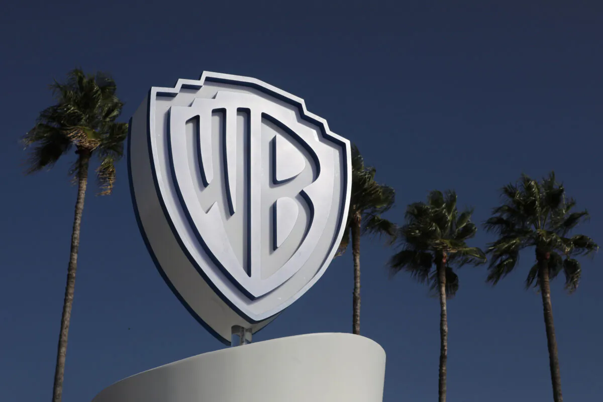 The Warner Bros logo is seen during the annual MIPCOM television programme market in Cannes, France, on Oct. 14, 2019. (Eric Gaillard/Reuters)