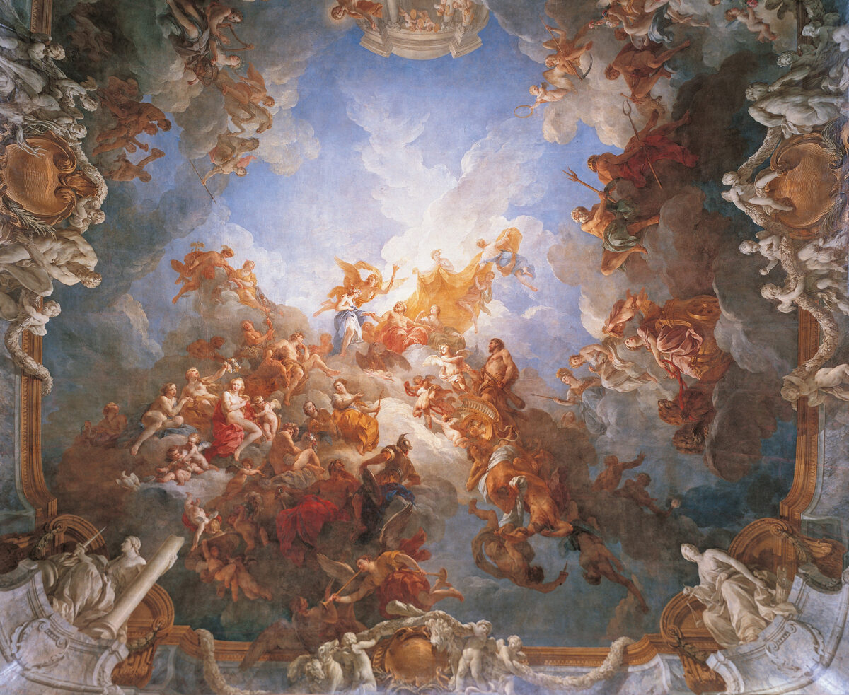 "The Apotheosis of Hercules" by François Lemoyne, in the Salon of Hercules at the Palace of Versailles. (Public Domain)