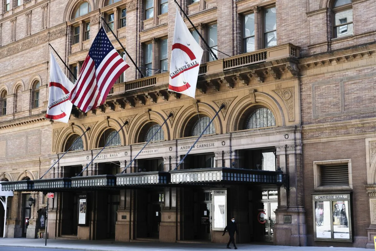 Carnegie Hall in New York, on May 12, 2020. (Evan Agostini/Invision/AP)