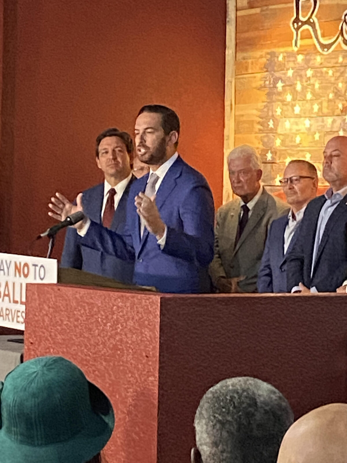 Florida State Representative Daniel Perez delivers comments at a press conference with Florida Governor Ron DeSantis in Spring Hill, Florida on April 25, 2022.
