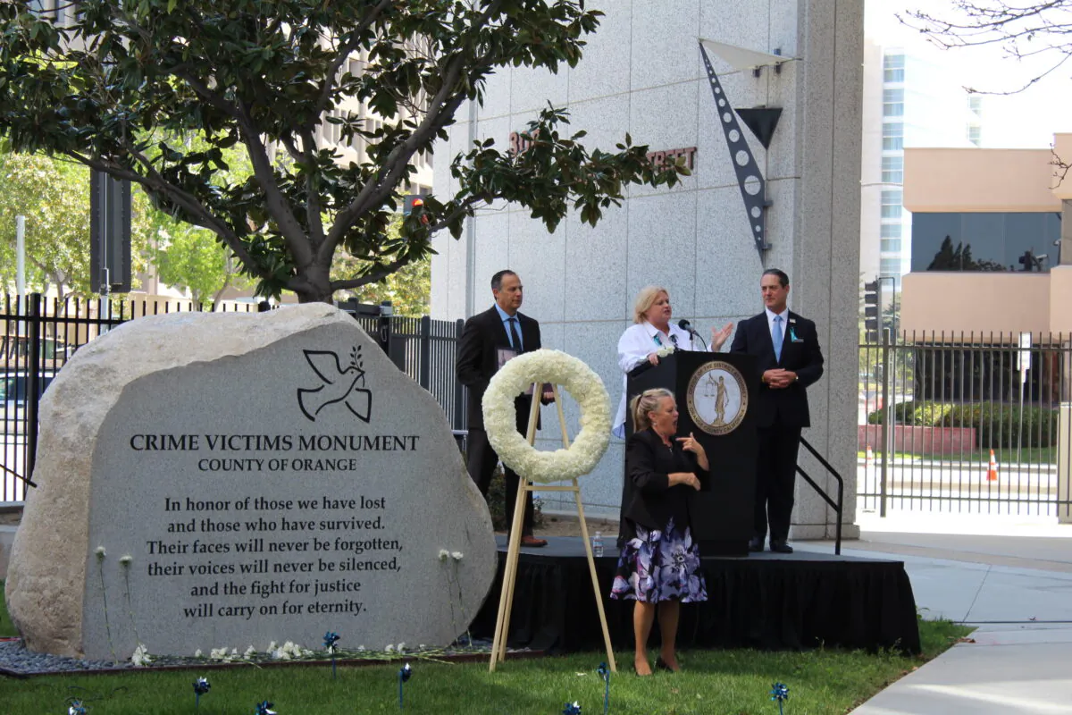 Victims and survivors of crime were honored during the 14th Annual Orange County Crime Victims Rally in Santa Ana, Calif., on April 25, 2022. (Brandon Drey/The Epoch Times)