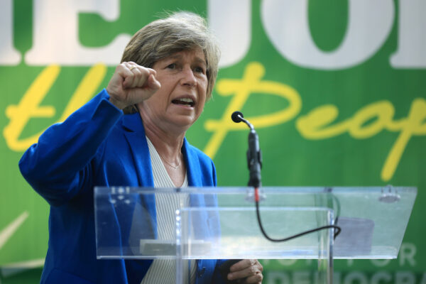American Federation of Teachers president Randi Weingarten addresses a 'Let's Finish the Job for the People' rally near the U.S. Capitol in Washington, on Sept. 14, 2021. 