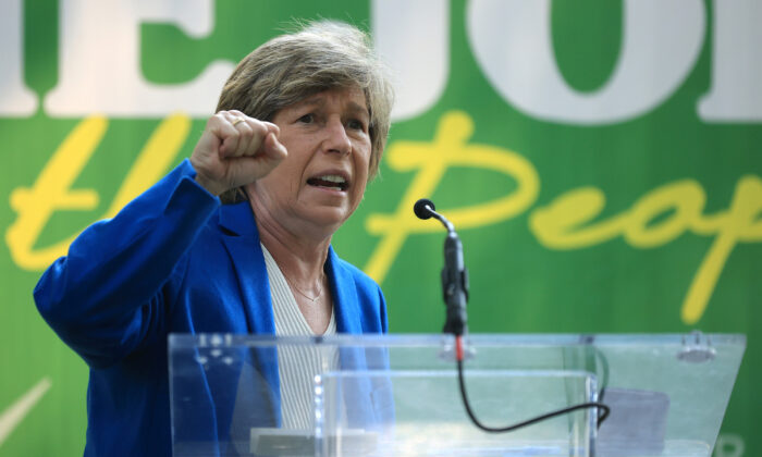 American Federation of Teachers president Randi Weingarten addresses a 'Let's Finish the Job for the People' rally near the U.S. Capitol in Washington, on Sept. 14, 2021. (Chip Somodevilla/Getty Images)