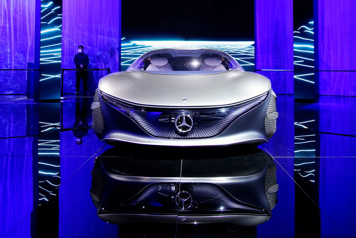 A Mercedes-Benz Vision AVTR concept vehicle is seen displayed during a media day for the Auto Shanghai show on April 19, 2021. (Aly Song/Reuters)