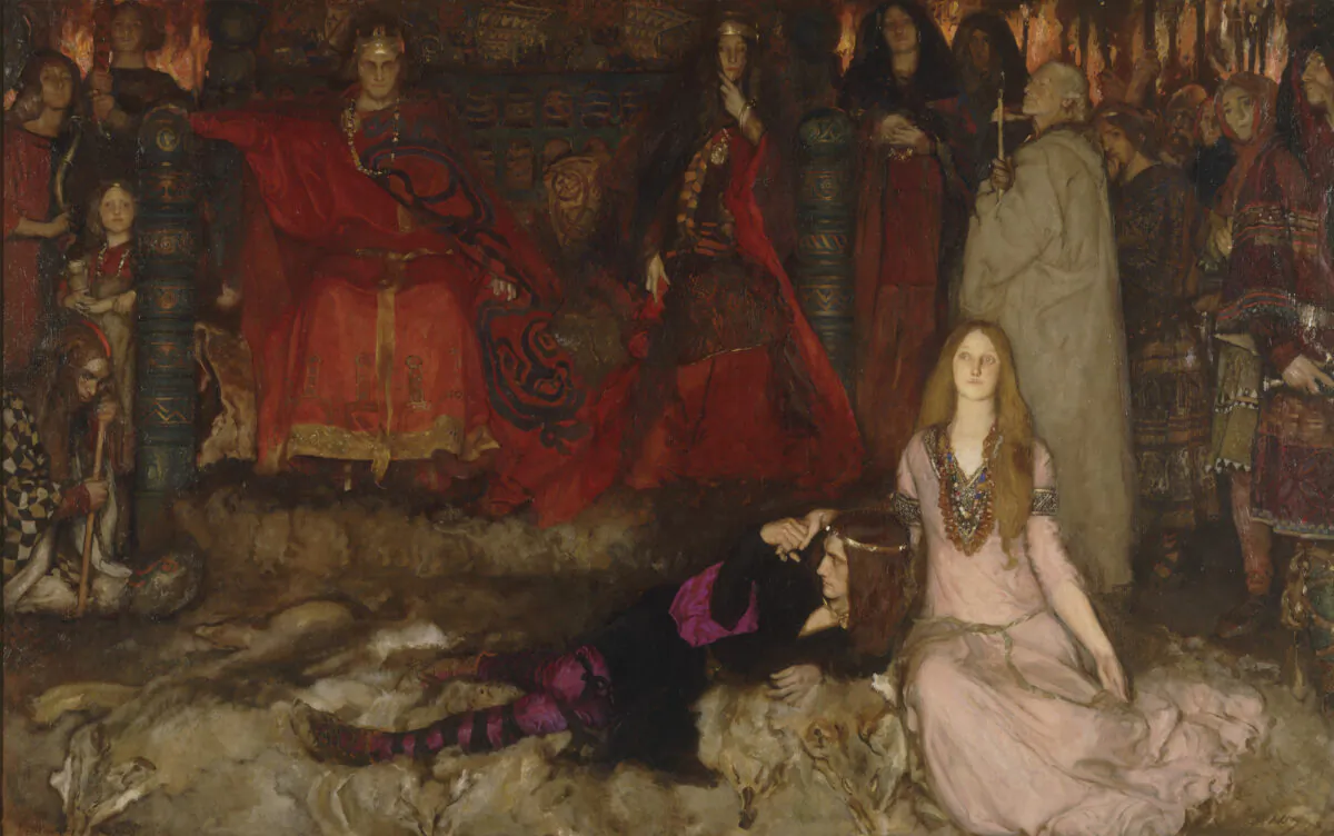 Edwin Austin Abbey, “The Play Scene in Hamlet, Act III, Scene II,” 1897.
Oil on canvas. (Yale University Art Gallery/Edwin Austin Abbey Memorial Collection)