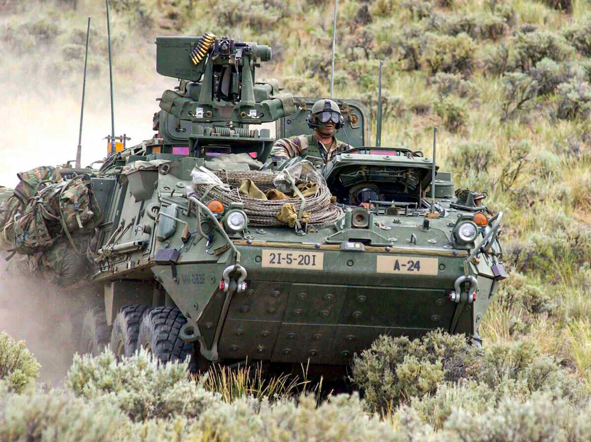 A Stryker vehicle from the U.S. Army's Company A, 5th Battalion, 20th Infantry Regiment, returns to base camp at the Yakima Training Center in Yakima, Washington in this undated photo. A 20-year-old soldier was killed in a “vehicle accident” at the training center on April 25, 2022. (General Dynamics/Getty Images)