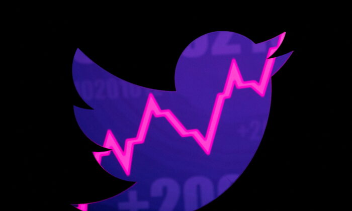Twitter logo and a rising stock graph in this illustration taken on April 25, 2022. (Dado Ruvic/Illustration/Reuters)