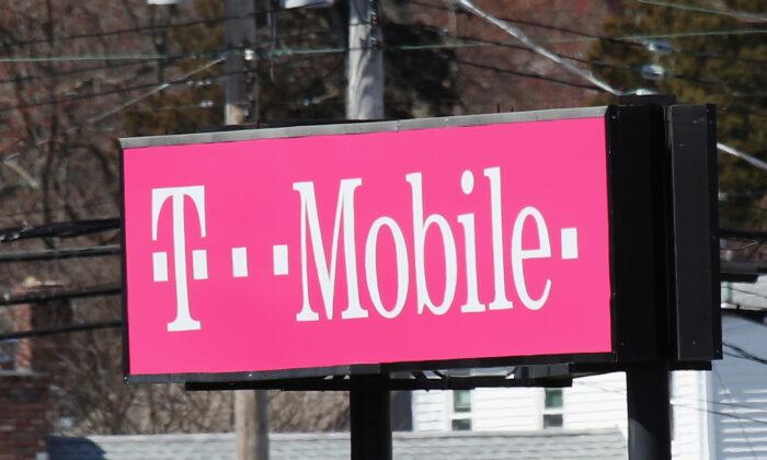 A T-Mobile store sign in Huntington Station, New York, on March 26, 2020. (Bruce Bennett/Getty Images)