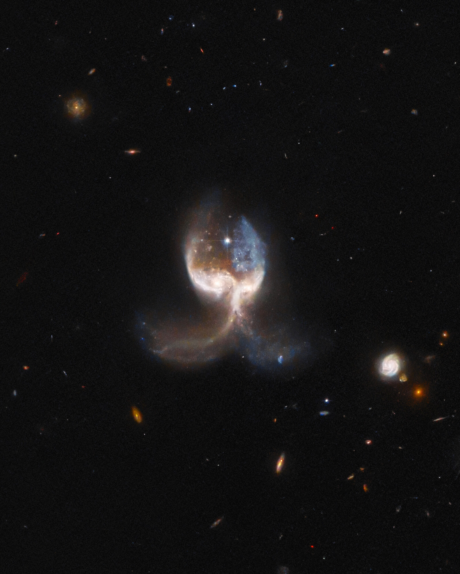 Chi tiết về hai thiên hà hợp nhất trong hệ thống VV689. (ESA / Hubble và NASA, W. Keel. Xác nhận bởi: J. Schmidt / CC BY 4.0)