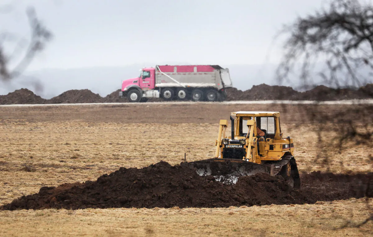 Land is prepared for the disposal of nearly 3 million chickens after avian influenza was recently discovered at a commercial egg operation on March 24, 2022 near Palmyra, Wisconsin. To control the spread of the virus, the U.S. Department of Agriculture has mandated testing of all poultry in a control area established around the infected farm before the birds or eggs can be sold or transported. (Scott Olson/Getty Images)