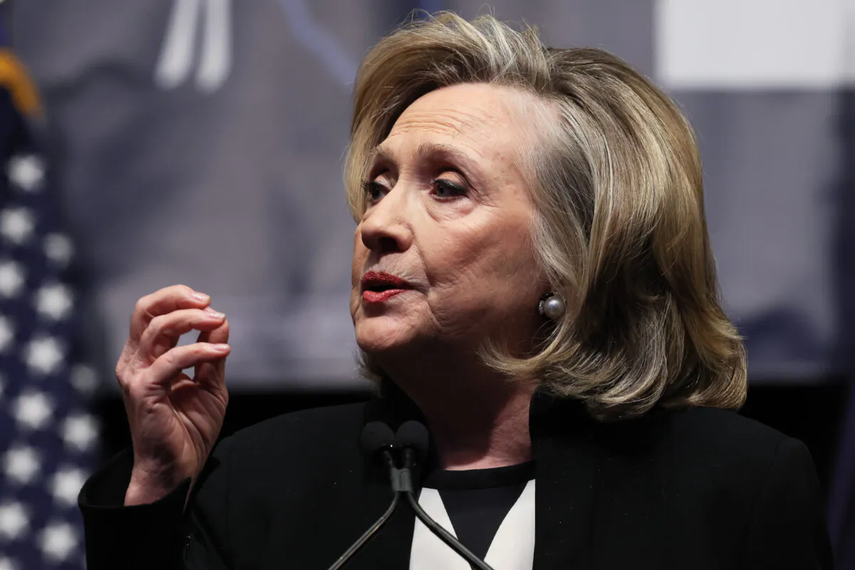 Former Secretary of State Hillary Clinton speaks during an event in New York City on Feb. 17, 2022. (Michael M. Santiago/Getty Images)