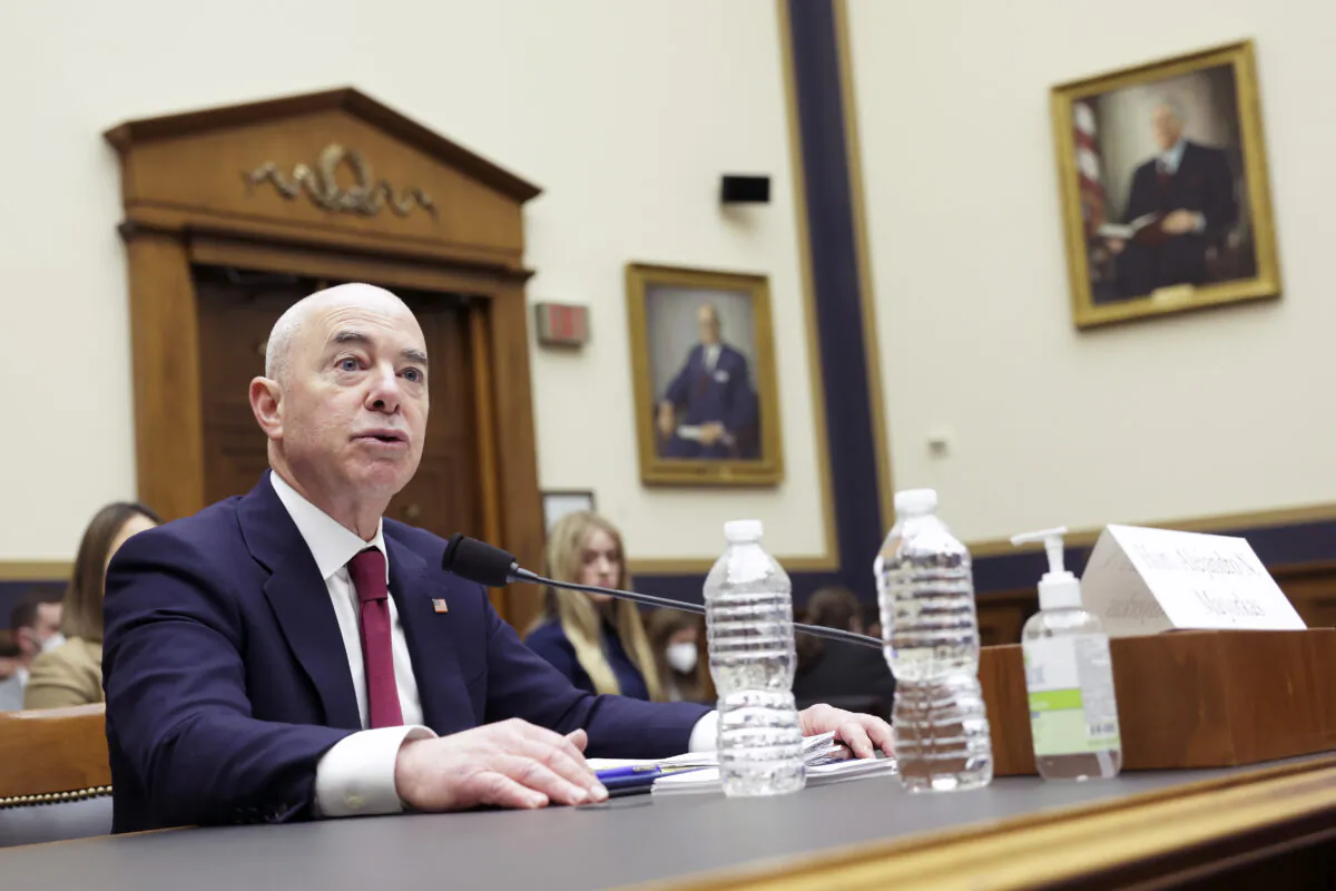 U.S. Homeland Security Secretary Alejandro Mayorkas testifies before the House Judicary Committee at the Rayburn House Office Building on April 28, 2022 in Washington. (Kevin Dietsch/Getty Images)