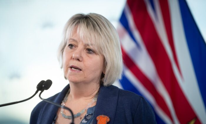B.C. provincial health officer Dr. Bonnie Henry speaks during a news conference in Vancouver, on Feb. 1, 2022. (The Canadian Press/Darryl Dyck)