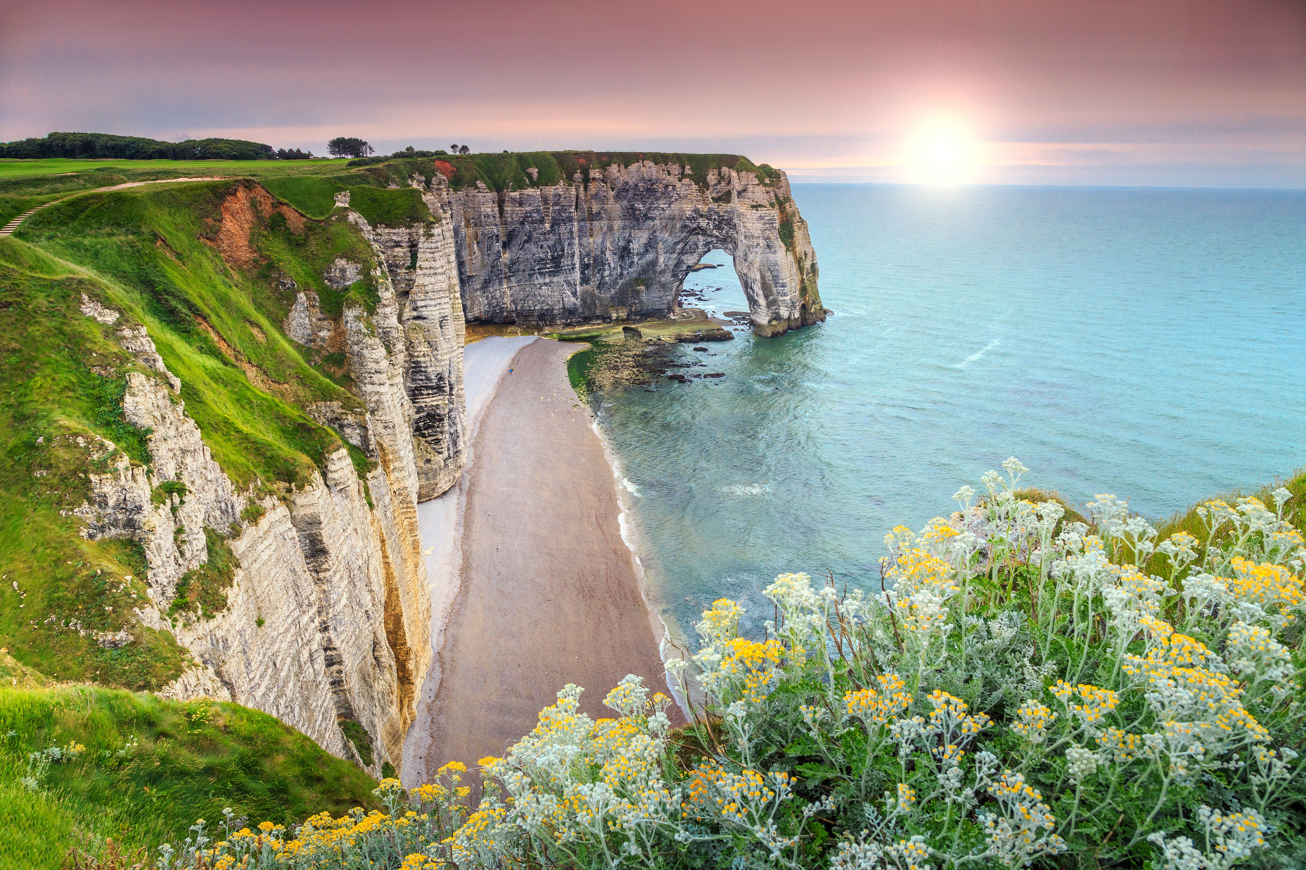 The cliffs of Etretat in Normandy, France.