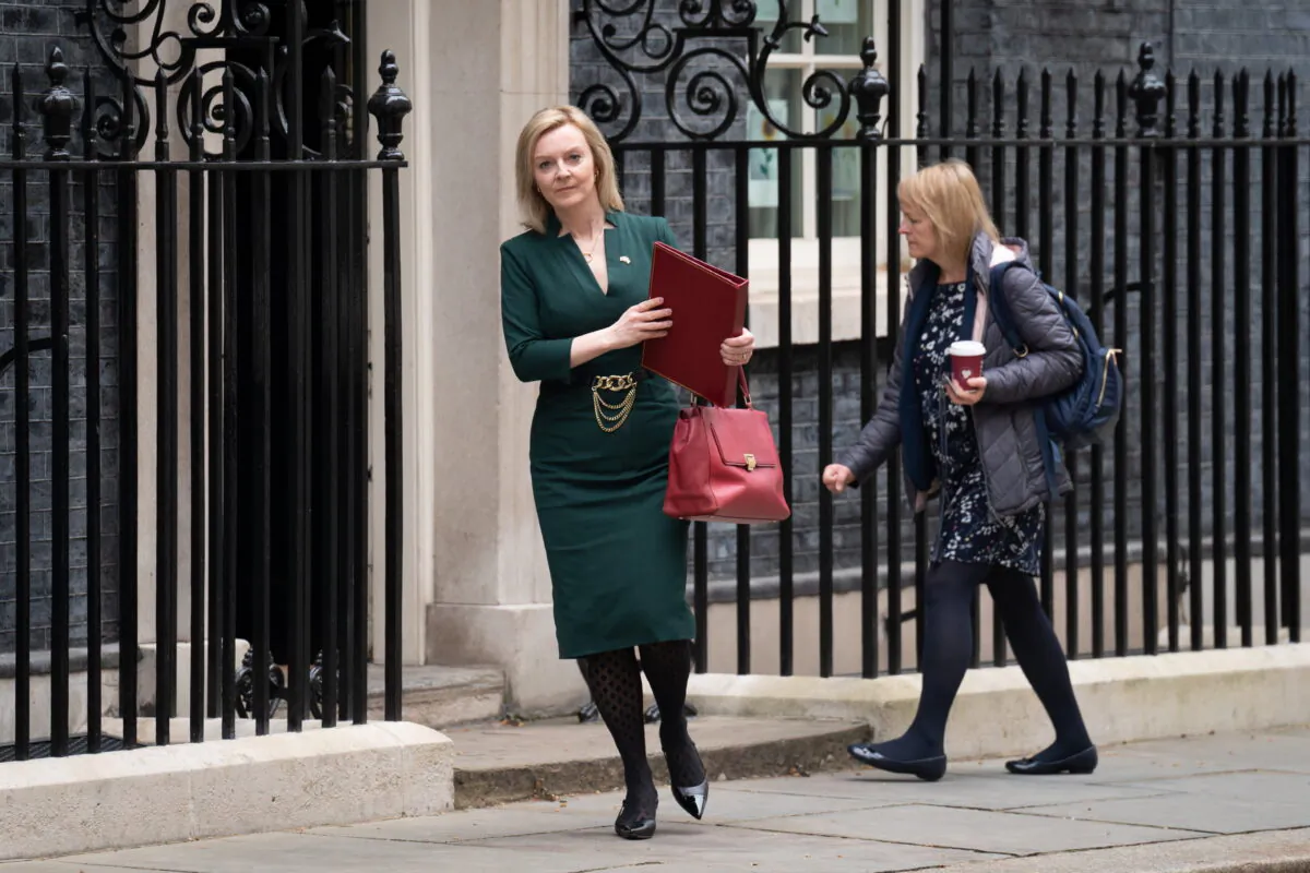 Foreign secretary, Liz Truss leaves 10 Downing Street, London after attending a weekly Cabinet meeting hosted by the Prime minister Boris Johnson on March 29, 2022. (Stefan Rousseau/PA)
