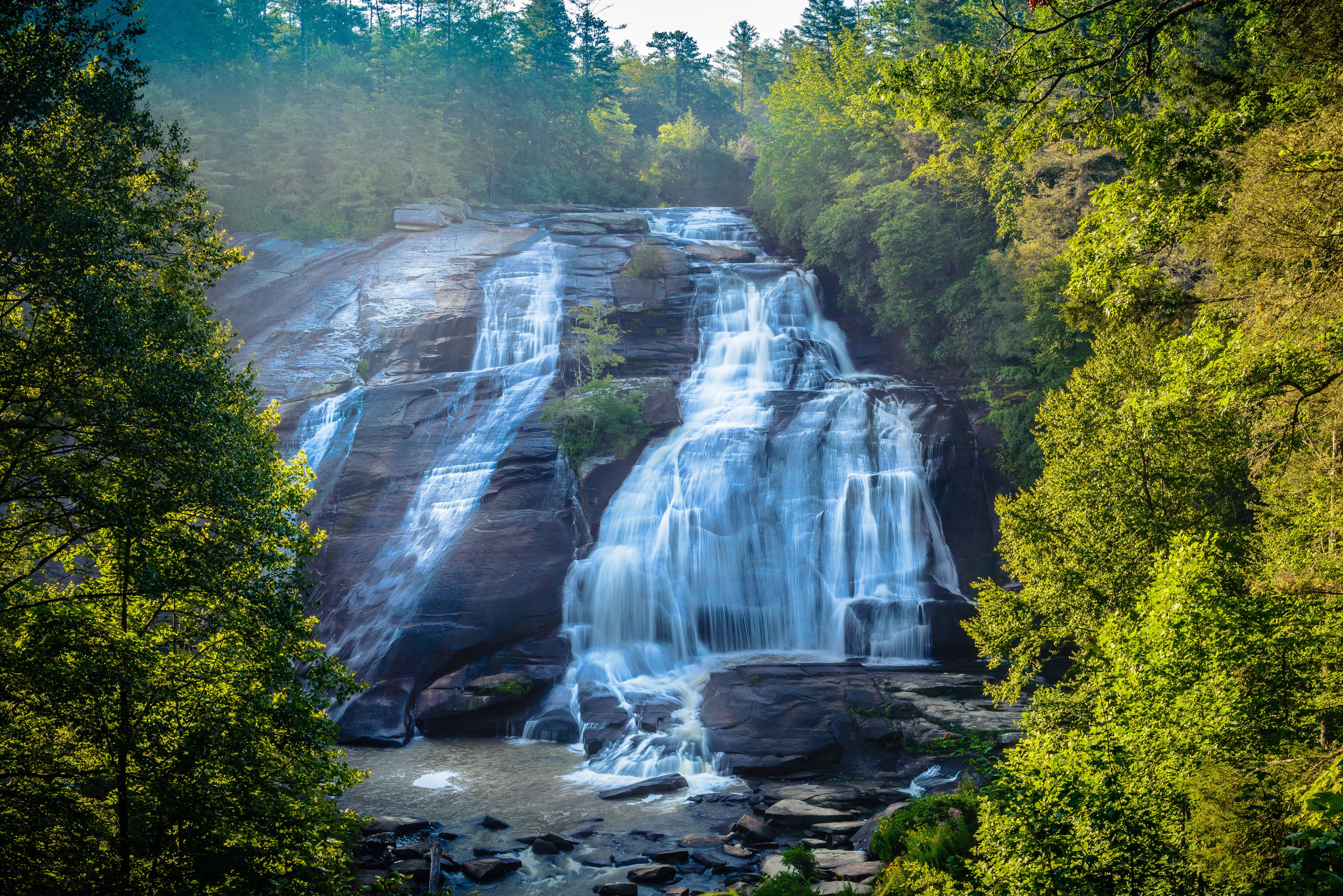 High Falls of Dupont Forest in Brevard, Western North Carolina. This park is called the land of waterfalls.