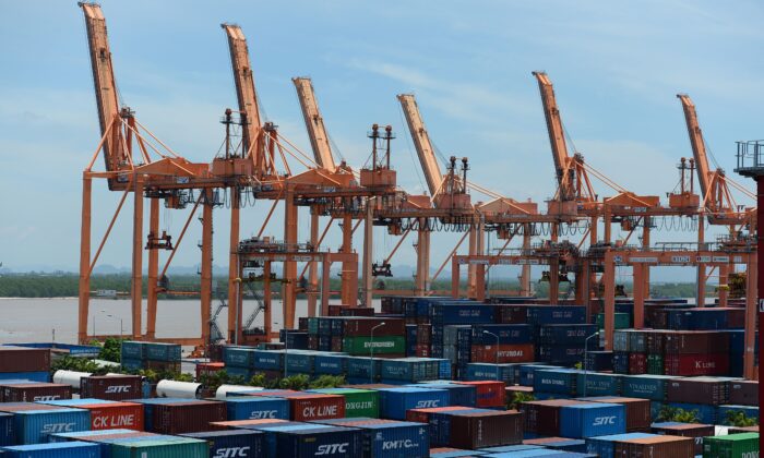 Containers are seen at the Dinh Vu port in Hai Phong, Vietnam, on Aug. 12, 2019. (Nhac Nguyen/AFP via Getty Images)