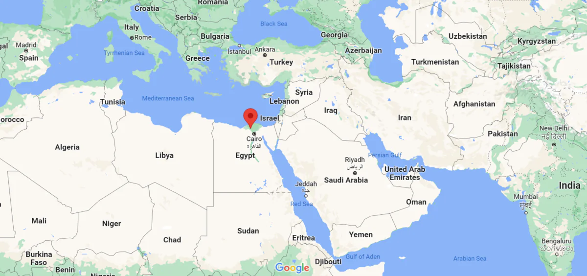 A map shows the location of the city of Itay el-Baroud in the Mediterranean province of Beheira, Egypt, on April 30, 2022. (Google Maps)