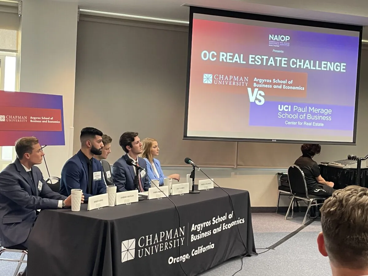 Real estate master’s candidates win Orange County’s first real estate challenge in Anaheim, Calif., on April 28, 2022. (Carol Cassis/The Epoch Times)