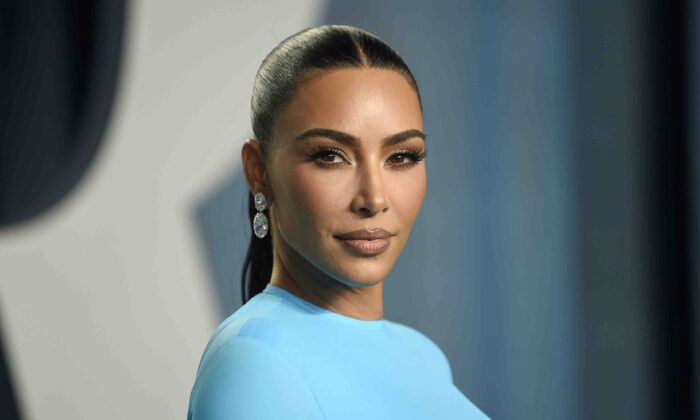 Kim Kardashian arrives at the Vanity Fair Oscar Party at the Wallis Annenberg Center for the Performing Arts in Beverly Hills, Calif., on March 27, 2022. (Evan Agostini/Invision/AP)