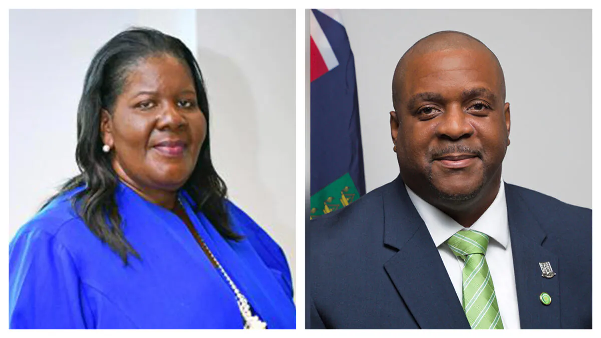(Left) Oleanvine Maynard, Managing Director of the BVI Ports Authority. (Right) British Virgin Islands Premier Andrew Fahie. (Government of the Virgin Islands) 