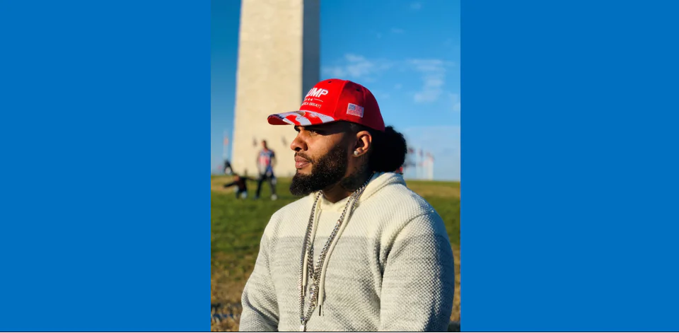 Jan. 6 prisoner Kash Kelly stands before the Washington Monument in this undated photo. (Courtesy of Erica Nicole Conklin)