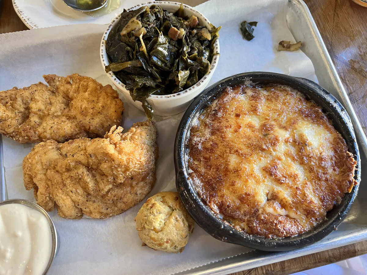 Myrtle’s Chicken and Beer on Market Street in downtown Knoxville offer a decadent, very Southern, and super-cheesy tomato pie. Also find fried chicken, cheddar drop biscuits, and fried pimento cheese fritters in the lively restaurant. (Mary Ann Anderson/TNS)