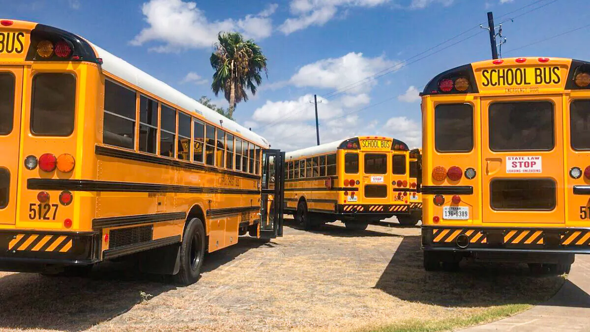 Stock image of school buses.(Ernestoeslava/Pixabay)