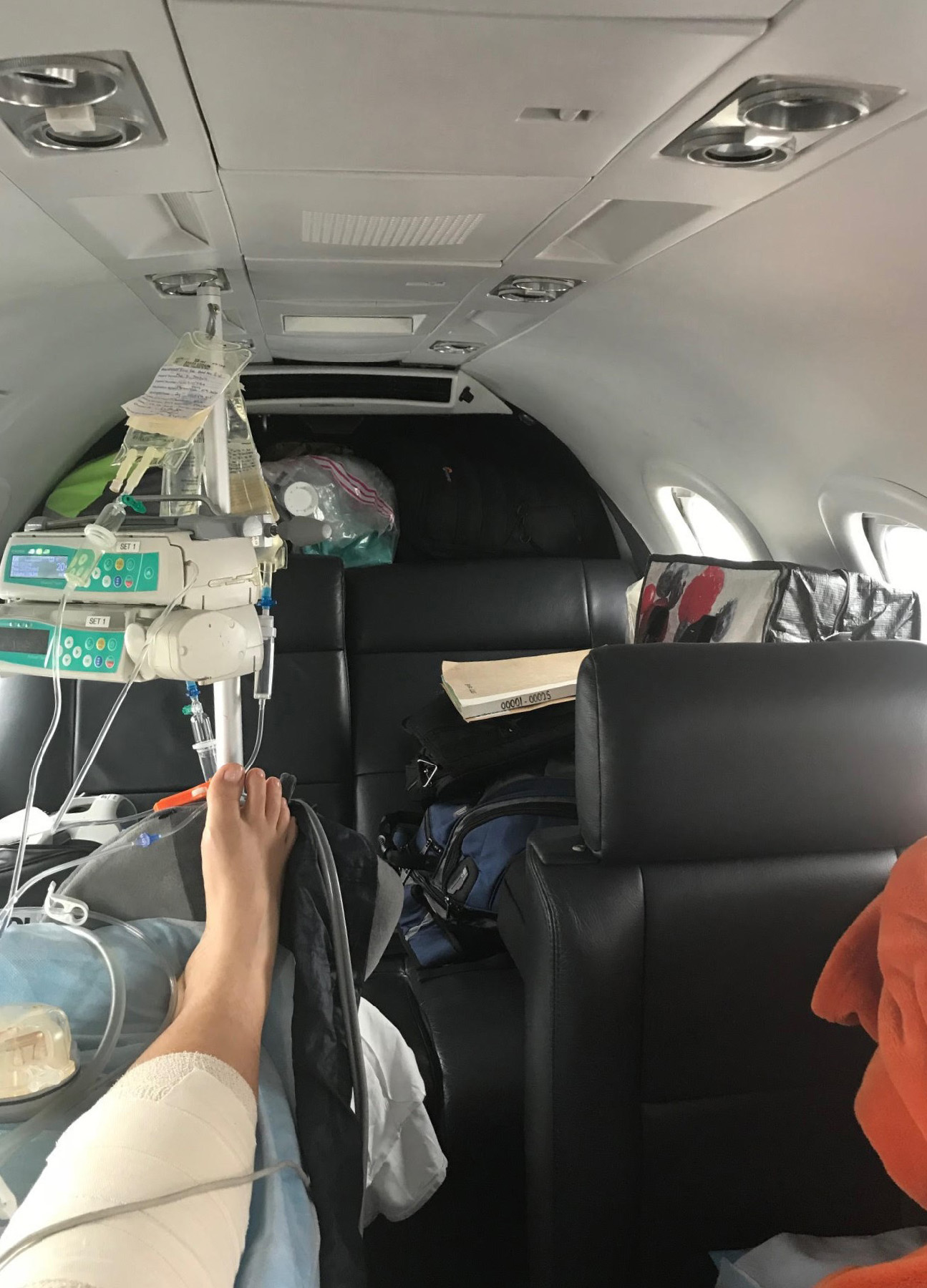 Kristen Yaldor waits for takeoff as she's evacuated from Zimbabwe 