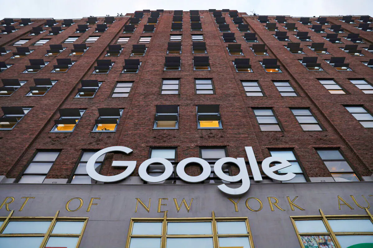 The logo for Google LLC is seen at their office in Manhattan, New York, on Nov. 17, 2021. (Andrew Kelly/Reuters)
