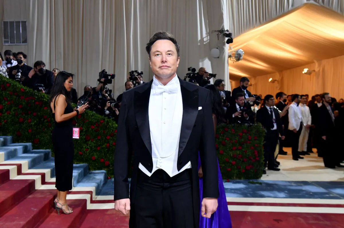 CEO and chief engineer at SpaceX Elon Musk arrives for the 2022 Met Gala at the Metropolitan Museum of Art in New York on May 2, 2022. (Angela Weiss/AFP via Getty Images)