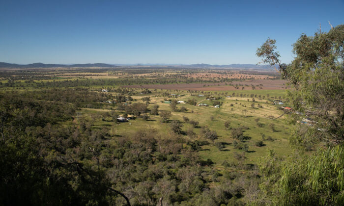 The view from Porcupine lookout is seen overlooking rural land in north west New South Wales in Gunnedah, Australia, on May 4, 2020. (Mark Kolbe/Getty Images)