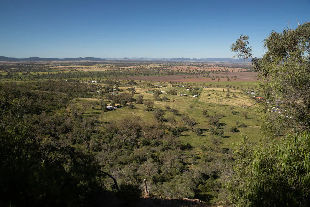 The view from Porcupine lookout is seen overlooking rural land in north west New South Wales in Gunnedah, Australia, on May 4, 2020. (Mark Kolbe/Getty Images)