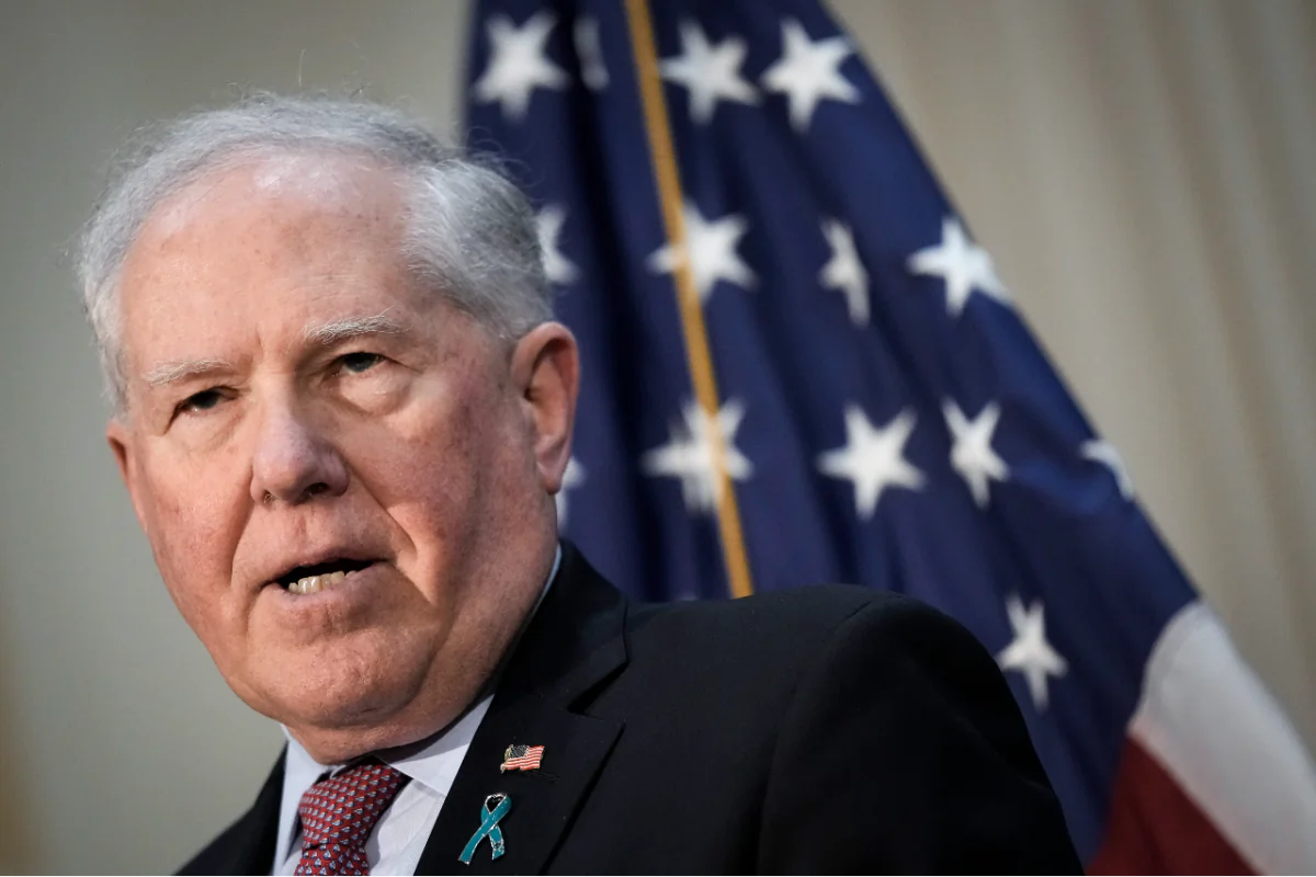 U.S. Secretary of the Air Force Frank Kendall speaks at the National Press Club in Washington on April 19, 2022. (Drew Angerer/Getty Images)