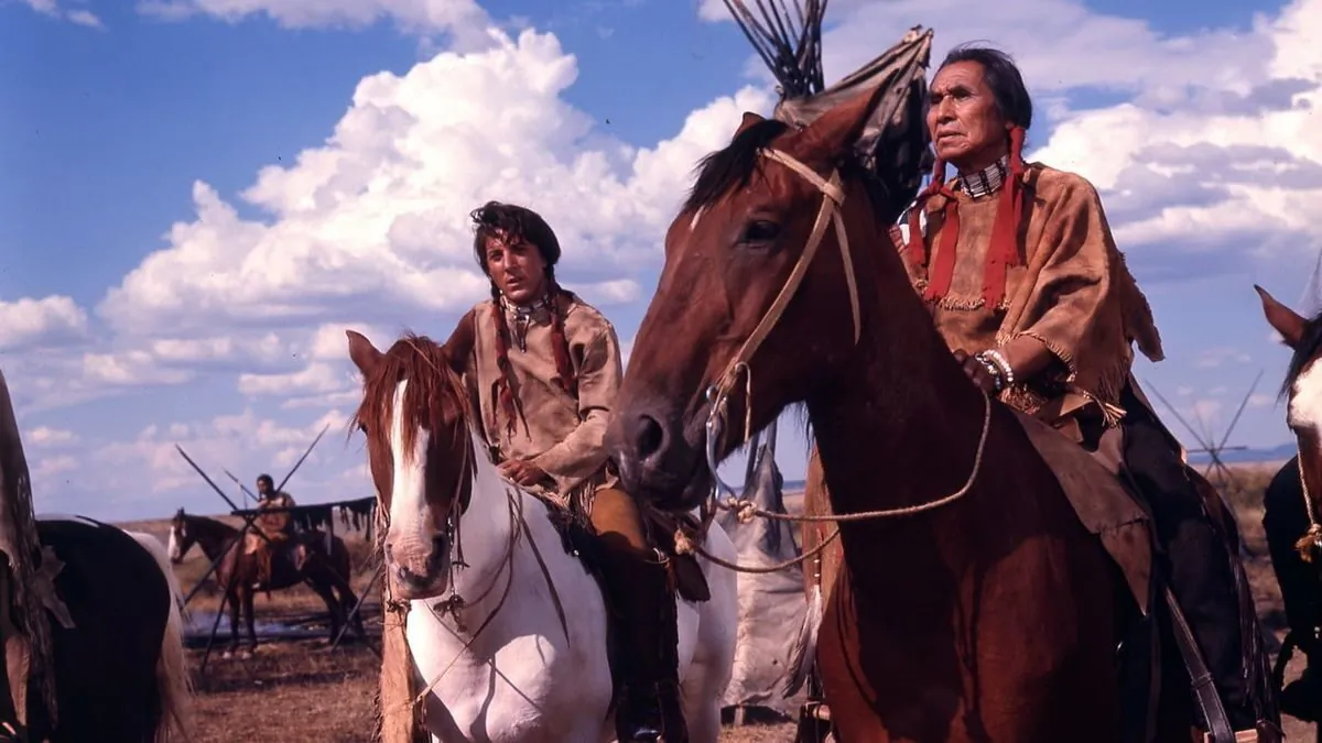Dustin Hoffman (L) as Jack Crabb and Chief Dan George as Old Lodge Skins in "Little Big Man." (National General Pictures)