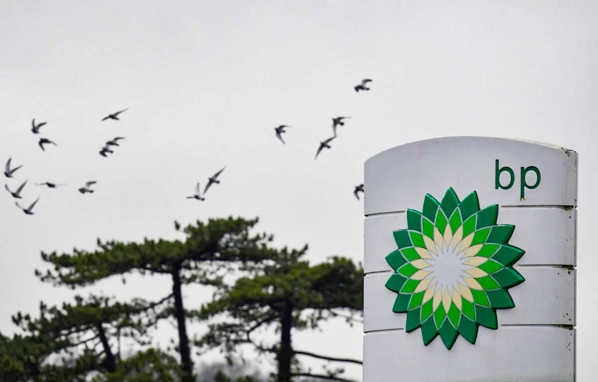 Signage is seen for BP (British Petroleum) at a service station near Brighton, Britain, on Jan. 30, 2021. (Toby Melville/Reuters)