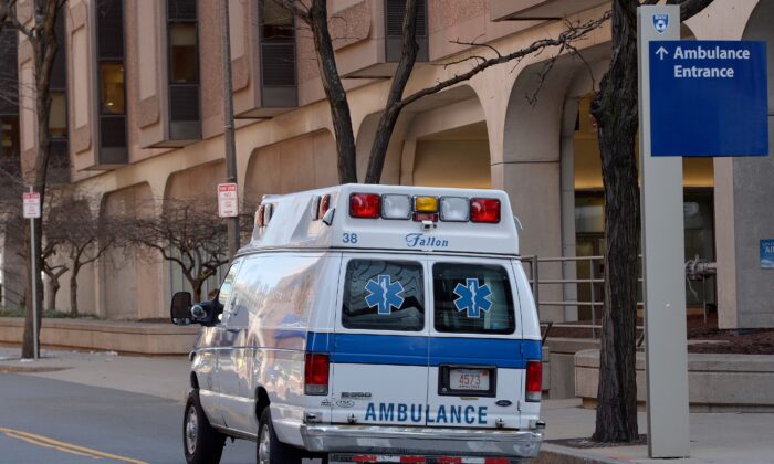 An ambulance in Boston, on March 7, 2020. (Joseph Prezioso/AFP via Getty Images)