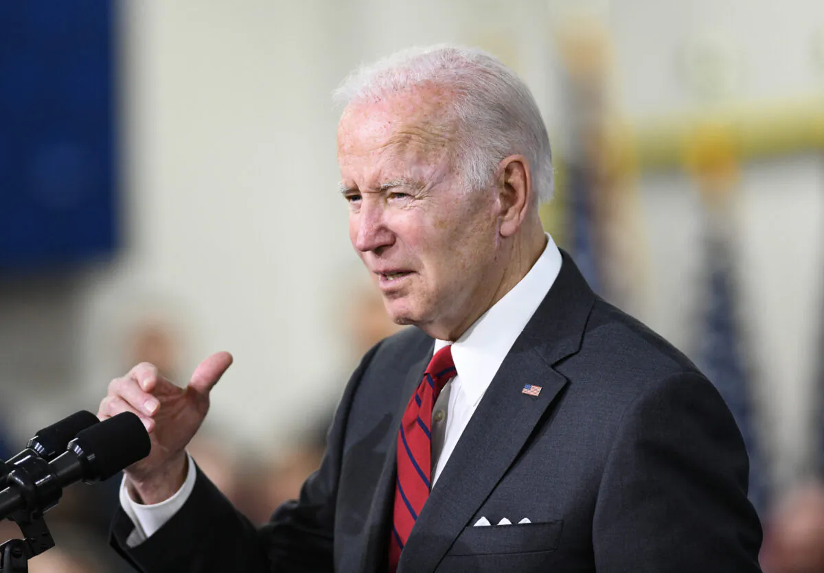 President Joe Biden speaks to employees at Lockheed Martin, a facility that manufactures weapon systems such as Javelin anti-tank missiles, in Troy, Ala., on May 3, 2022. (Julie Bennett/Getty Images)