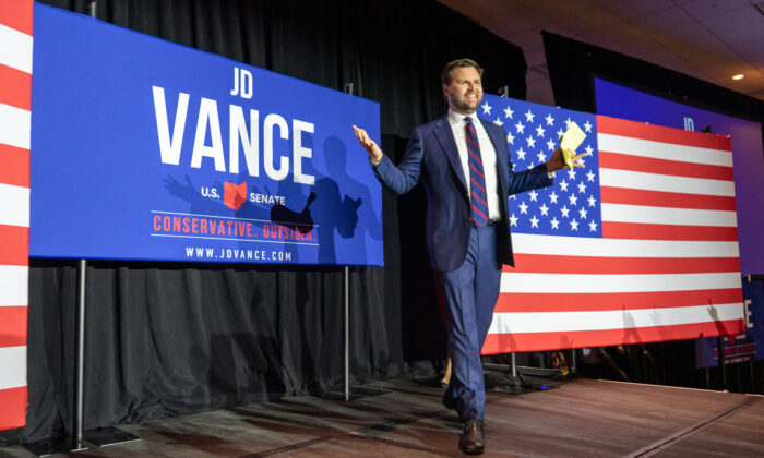 After winning the Ohio Republican Senate primary on May 3, J.D. Vance addressed his supporters at a victory party in Cincinnati. (Courtesy of Melissa Townsend)