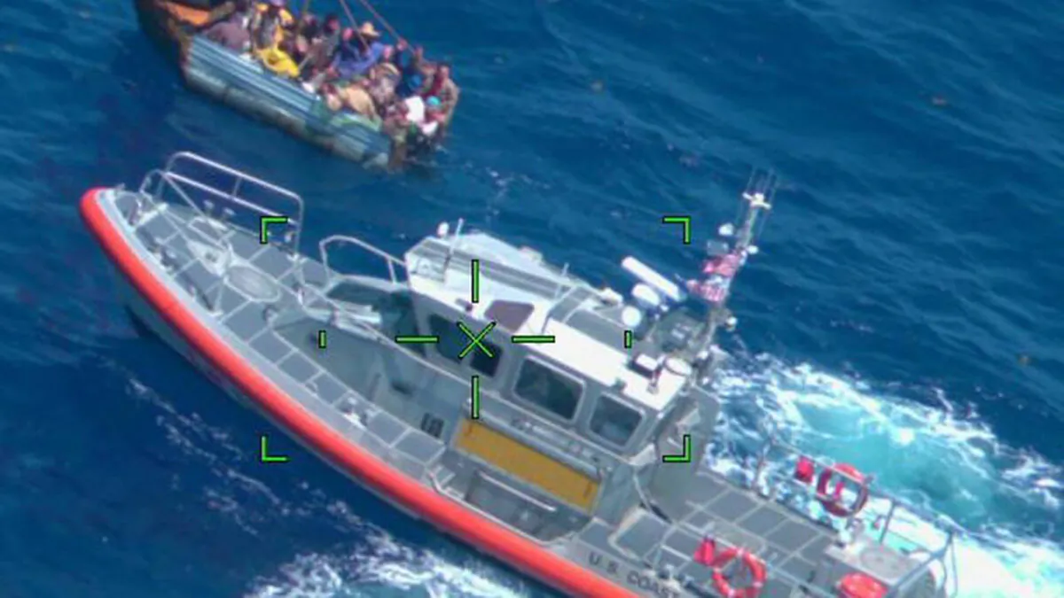 A Coast Guard crew stops a vessel 23 miles south of Long Key, Fla., on May 1, 2022. (U.S. Coast Guard/TNS)