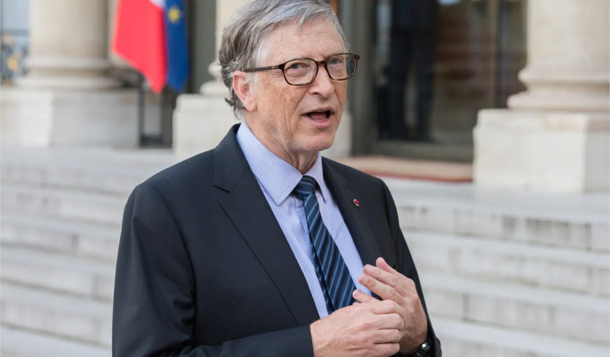 Bill Gates at the Élysée Palace to encounter the French president to speak about Bill & Melinda Gates Foundation (BMGF), in Paris, France, on April 16, 2018. (Frederic Legrand—COMEO/Shutterstock)