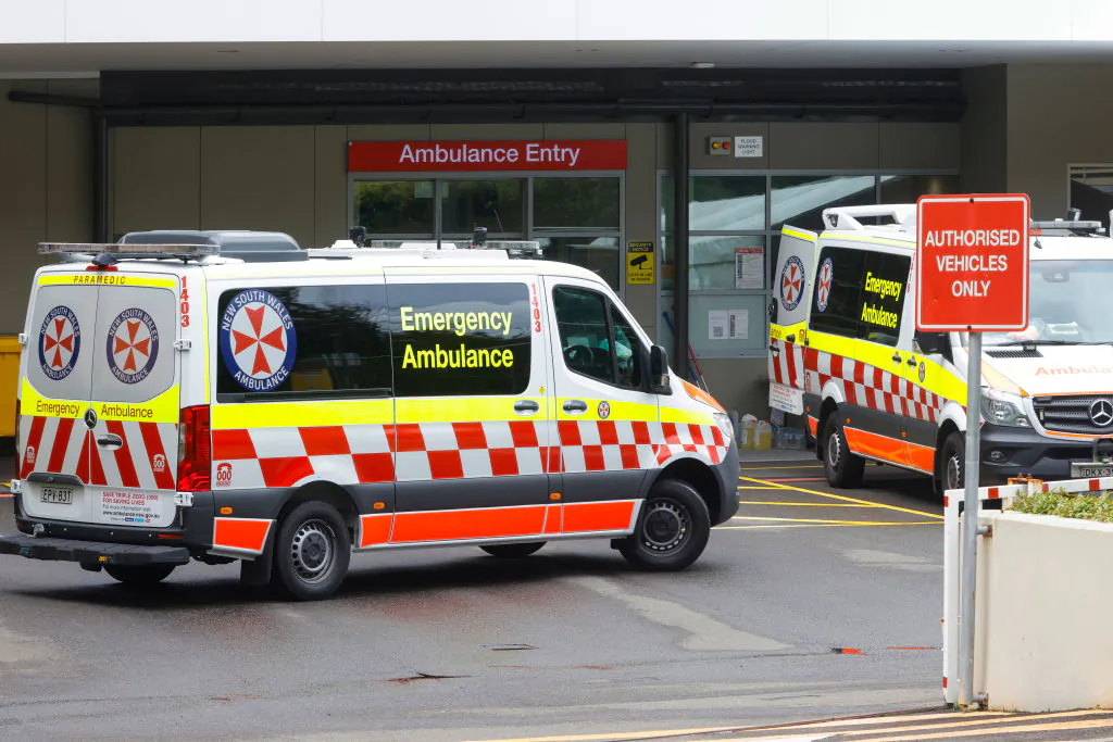 Ambulances arrive at St Vincent's Hospital in Sydney, Australia on December 28, 2021. (Photo by Jenny Evans/Getty Images)