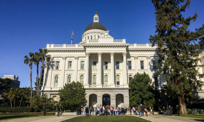 A rally at the California State Capitol in Sacramento to protest the current sex education curriculum in public schools on Jan. 25, 2019. (Ilene Eng/The Epoch Times)