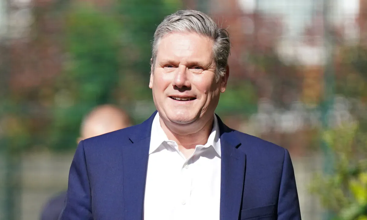 Labour leader Sir Keir Starmer arrives to vote at the TRA Hall, London, on May 5, 2022. (Aaron Chown/PA Media)