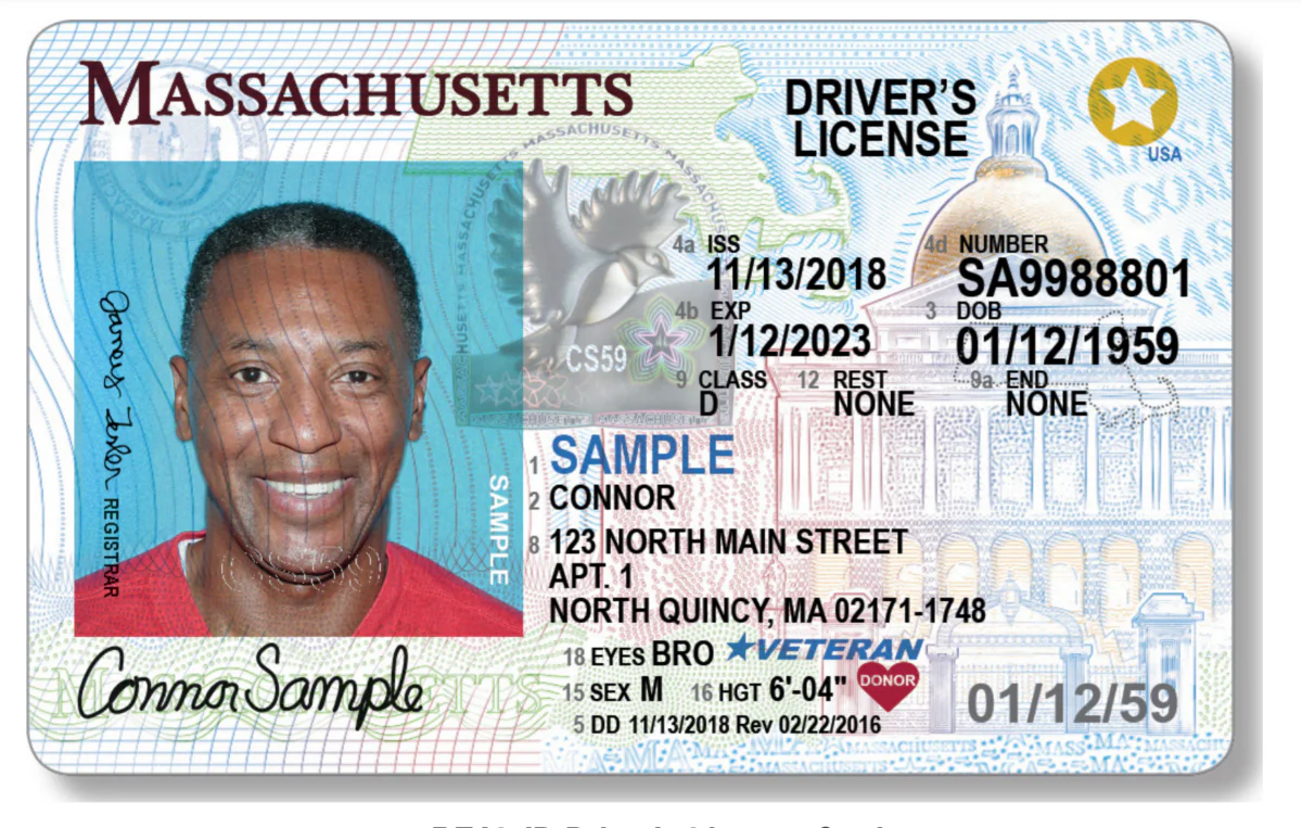 A sample Massachusetts driver's license. (Massachusetts Registry of Motor Vehicles)
