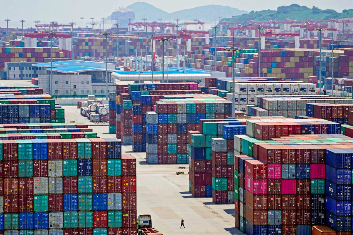 Containers are seen at the Yangshan Deep Water Port in Shanghai on August 6, 2019. (Aly Song/Reuters)
