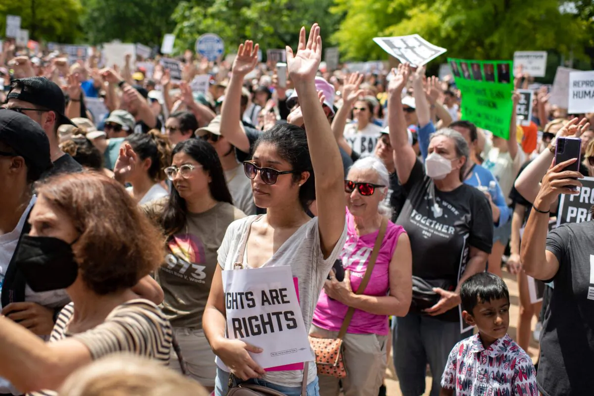 Protesters gather for A Texas Rally for Abortion Rights in Houston on May 7, 2022. (Mark Felix/AFP /AFP via Getty Images)