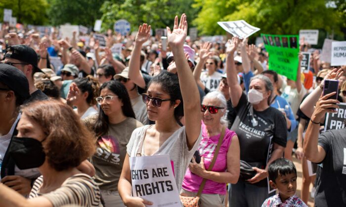 Protesters gather for A Texas Rally for Abortion Rights in Houston on May 7, 2022. (Mark Felix/AFP /AFP via Getty Images)
